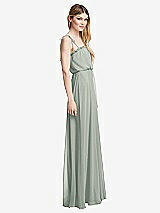 Side View Thumbnail - Willow Green Skinny Tie-Shoulder Ruffle-Trimmed Blouson Maxi Dress