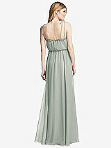 Rear View Thumbnail - Willow Green Skinny Tie-Shoulder Ruffle-Trimmed Blouson Maxi Dress