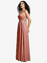 Side View Thumbnail - Desert Rose Dual Strap V-Neck Lace-Up Open-Back Maxi Dress