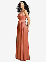Side View Thumbnail - Terracotta Copper Dual Strap V-Neck Lace-Up Open-Back Maxi Dress
