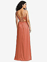 Rear View Thumbnail - Terracotta Copper Dual Strap V-Neck Lace-Up Open-Back Maxi Dress