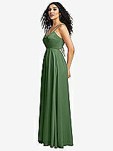 Side View Thumbnail - Vineyard Green Dual Strap V-Neck Lace-Up Open-Back Maxi Dress