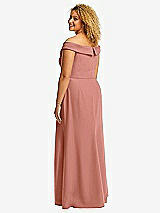 Alt View 3 Thumbnail - Desert Rose Cuffed Off-the-Shoulder Pleated Faux Wrap Maxi Dress