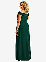 Alt View 3 Thumbnail - Hunter Green Cuffed Off-the-Shoulder Pleated Faux Wrap Maxi Dress