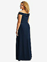 Alt View 3 Thumbnail - Midnight Navy Cuffed Off-the-Shoulder Pleated Faux Wrap Maxi Dress