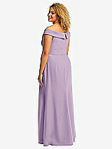 Alt View 3 Thumbnail - Pale Purple Cuffed Off-the-Shoulder Pleated Faux Wrap Maxi Dress