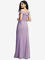 Rear View Thumbnail - Pale Purple Cuffed Off-the-Shoulder Pleated Faux Wrap Maxi Dress