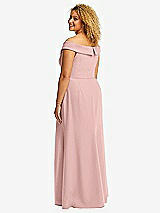 Alt View 3 Thumbnail - Rose - PANTONE Rose Quartz Cuffed Off-the-Shoulder Pleated Faux Wrap Maxi Dress