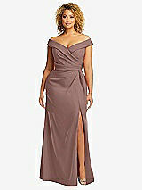 Alt View 1 Thumbnail - Sienna Cuffed Off-the-Shoulder Pleated Faux Wrap Maxi Dress