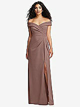 Front View Thumbnail - Sienna Cuffed Off-the-Shoulder Pleated Faux Wrap Maxi Dress