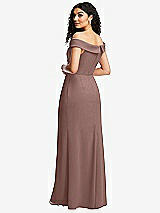 Rear View Thumbnail - Sienna Cuffed Off-the-Shoulder Pleated Faux Wrap Maxi Dress