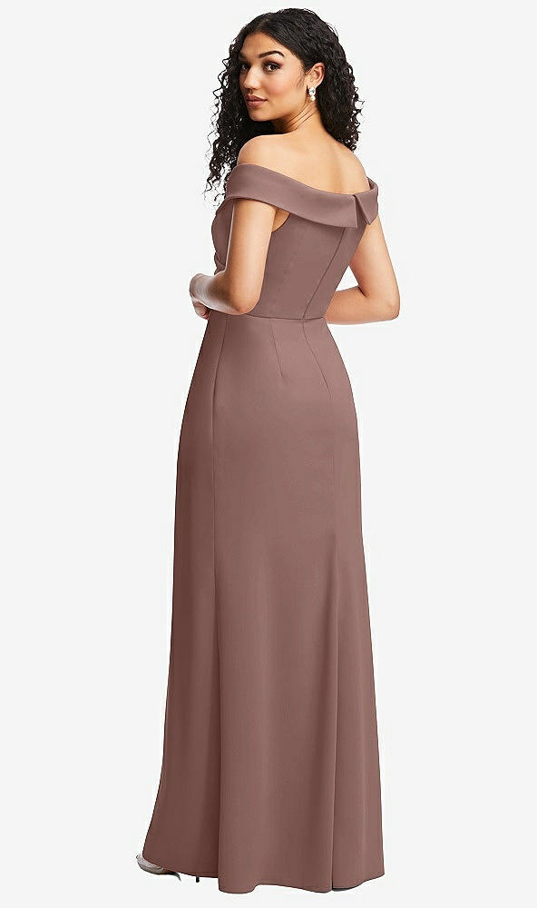 Back View - Sienna Cuffed Off-the-Shoulder Pleated Faux Wrap Maxi Dress
