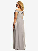 Alt View 3 Thumbnail - Taupe Cuffed Off-the-Shoulder Pleated Faux Wrap Maxi Dress