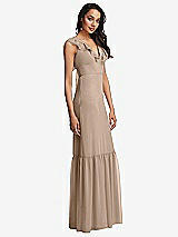 Side View Thumbnail - Topaz Tiered Ruffle Plunge Neck Open-Back Maxi Dress with Deep Ruffle Skirt