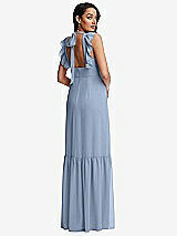 Rear View Thumbnail - Cloudy Tiered Ruffle Plunge Neck Open-Back Maxi Dress with Deep Ruffle Skirt