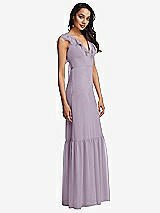 Side View Thumbnail - Lilac Haze Tiered Ruffle Plunge Neck Open-Back Maxi Dress with Deep Ruffle Skirt