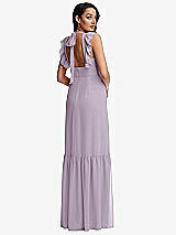 Rear View Thumbnail - Lilac Haze Tiered Ruffle Plunge Neck Open-Back Maxi Dress with Deep Ruffle Skirt
