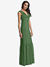 Side View Thumbnail - Vineyard Green Tiered Ruffle Plunge Neck Open-Back Maxi Dress with Deep Ruffle Skirt