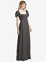 Side View Thumbnail - Caviar Gray Regency Empire Waist Puff Sleeve Chiffon Maxi Dress