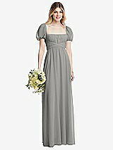 Alt View 1 Thumbnail - Chelsea Gray Regency Empire Waist Puff Sleeve Chiffon Maxi Dress
