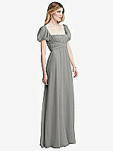 Side View Thumbnail - Chelsea Gray Regency Empire Waist Puff Sleeve Chiffon Maxi Dress