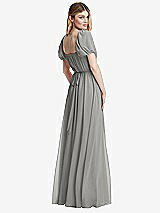 Rear View Thumbnail - Chelsea Gray Regency Empire Waist Puff Sleeve Chiffon Maxi Dress