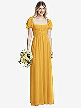 Alt View 1 Thumbnail - NYC Yellow Regency Empire Waist Puff Sleeve Chiffon Maxi Dress