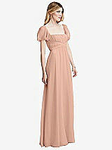 Side View Thumbnail - Pale Peach Regency Empire Waist Puff Sleeve Chiffon Maxi Dress