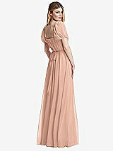 Rear View Thumbnail - Pale Peach Regency Empire Waist Puff Sleeve Chiffon Maxi Dress
