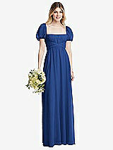 Alt View 1 Thumbnail - Classic Blue Regency Empire Waist Puff Sleeve Chiffon Maxi Dress