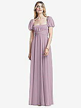 Front View Thumbnail - Suede Rose Regency Empire Waist Puff Sleeve Chiffon Maxi Dress