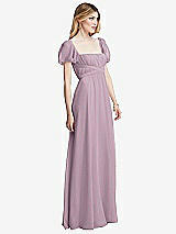 Side View Thumbnail - Suede Rose Regency Empire Waist Puff Sleeve Chiffon Maxi Dress