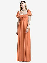Front View Thumbnail - Sweet Melon Regency Empire Waist Puff Sleeve Chiffon Maxi Dress