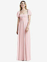 Front View Thumbnail - Ballet Pink Regency Empire Waist Puff Sleeve Chiffon Maxi Dress