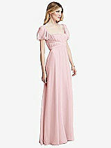 Side View Thumbnail - Ballet Pink Regency Empire Waist Puff Sleeve Chiffon Maxi Dress