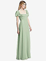 Side View Thumbnail - Celadon Regency Empire Waist Puff Sleeve Chiffon Maxi Dress
