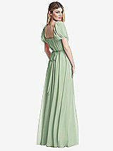 Rear View Thumbnail - Celadon Regency Empire Waist Puff Sleeve Chiffon Maxi Dress