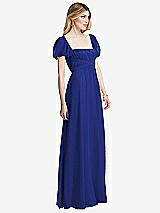 Side View Thumbnail - Cobalt Blue Regency Empire Waist Puff Sleeve Chiffon Maxi Dress