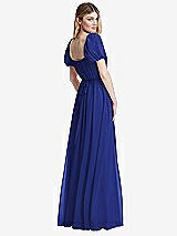 Rear View Thumbnail - Cobalt Blue Regency Empire Waist Puff Sleeve Chiffon Maxi Dress