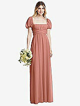 Alt View 1 Thumbnail - Desert Rose Regency Empire Waist Puff Sleeve Chiffon Maxi Dress
