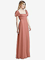 Side View Thumbnail - Desert Rose Regency Empire Waist Puff Sleeve Chiffon Maxi Dress
