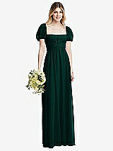 Alt View 1 Thumbnail - Evergreen Regency Empire Waist Puff Sleeve Chiffon Maxi Dress