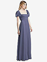 Side View Thumbnail - French Blue Regency Empire Waist Puff Sleeve Chiffon Maxi Dress