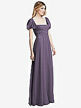 Side View Thumbnail - Lavender Regency Empire Waist Puff Sleeve Chiffon Maxi Dress