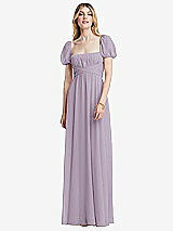 Front View Thumbnail - Lilac Haze Regency Empire Waist Puff Sleeve Chiffon Maxi Dress