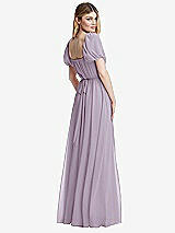 Rear View Thumbnail - Lilac Haze Regency Empire Waist Puff Sleeve Chiffon Maxi Dress