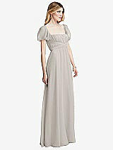 Side View Thumbnail - Oyster Regency Empire Waist Puff Sleeve Chiffon Maxi Dress