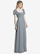 Side View Thumbnail - Platinum Regency Empire Waist Puff Sleeve Chiffon Maxi Dress