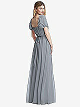 Rear View Thumbnail - Platinum Regency Empire Waist Puff Sleeve Chiffon Maxi Dress
