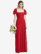 Alt View 1 Thumbnail - Parisian Red Regency Empire Waist Puff Sleeve Chiffon Maxi Dress
